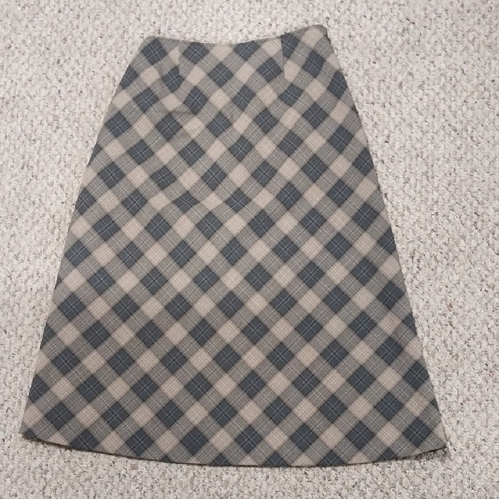 Valerie Separates Plaid A-Line Skirt - Gray and Cream